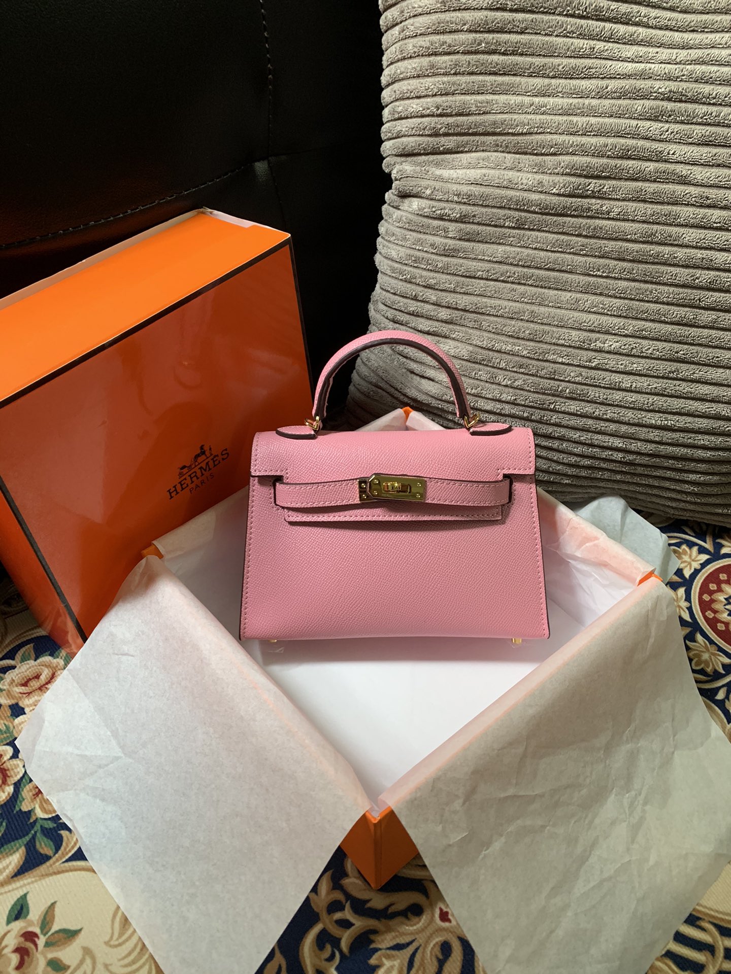 Hermes mini2 first layer cowhide palm print